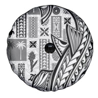 Samoa Tapa Spare Tire Cover Siapo Mix Tatau Patterns - White - Wonder Print Shop