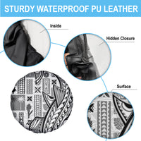 Samoa Tapa Spare Tire Cover Siapo Mix Tatau Patterns - White - Wonder Print Shop