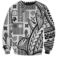 Samoa Tapa Sweatshirt Siapo Mix Tatau Patterns - White - Wonder Print Shop