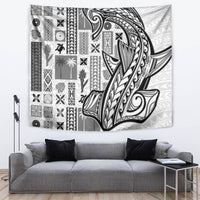 Samoa Tapa Tapestry Siapo Mix Tatau Patterns - White - Wonder Print Shop