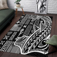 Samoa Tapa Area Rug Siapo Mix Tatau Patterns - Black LT7 - Wonder Print Shop