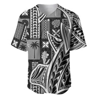 Samoa Tapa Baseball Jersey Siapo Mix Tatau Patterns - Black LT7 - Wonder Print Shop