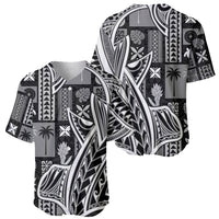 Samoa Tapa Baseball Jersey Siapo Mix Tatau Patterns - Black LT7 - Wonder Print Shop