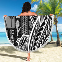 Samoa Tapa Beach Blanket Siapo Mix Tatau Patterns - Black LT7 - Wonder Print Shop