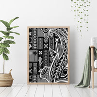 Samoa Tapa Canvas Wall Art Siapo Mix Tatau Patterns - Black LT7 - Wonder Print Shop