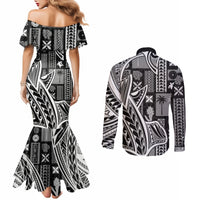 samoa-tapa-couples-matching-mermaid-dress-and-long-sleeve-button-shirt-siapo-mix-tatau-patterns-black