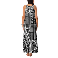Samoa Tapa Family Matching Tank Maxi Dress and Hawaiian Shirt Siapo Mix Tatau Patterns - Black - Wonder Print Shop