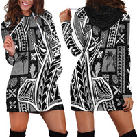 Samoa Tapa Hoodie Dress Siapo Mix Tatau Patterns - Black - Wonder Print Shop
