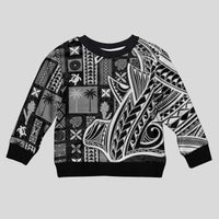 Samoa Tapa Kid Ugly Christmas Sweater Siapo Mix Tatau Patterns - Black - Wonder Print Shop