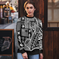 Samoa Tapa Ugly Christmas Sweater Siapo Mix Tatau Patterns - Black - Wonder Print Shop