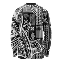 Samoa Tapa Long Sleeve Shirt Siapo Mix Tatau Patterns - Black - Wonder Print Shop