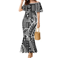 Samoa Tapa Mermaid Dress Siapo Mix Tatau Patterns - Black - Wonder Print Shop
