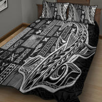 Samoa Tapa Quilt Bed Set Siapo Mix Tatau Patterns - Black - Wonder Print Shop
