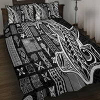 Samoa Tapa Quilt Bed Set Siapo Mix Tatau Patterns - Black - Wonder Print Shop