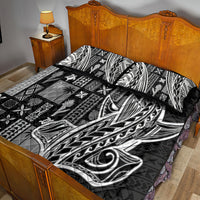 Samoa Tapa Quilt Bed Set Siapo Mix Tatau Patterns - Black - Wonder Print Shop