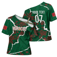 Morocco Football Custom Cross Shoulder Shirt Grunge Motifs