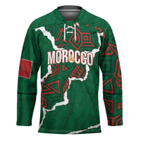 Morocco Football Custom Hockey Jersey Grunge Motifs