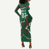 Morocco Football Custom Long Sleeve Bodycon Dress Grunge Motifs