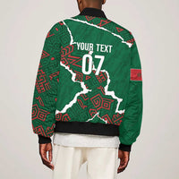 Morocco Football Custom Sleeve Zip Bomber Jacket Grunge Motifs