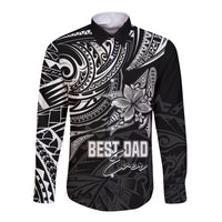 Personalised Father's Day Polynesian Long Sleeve Button Shirt Best Dad Ever - Black - Wonder Print Shop