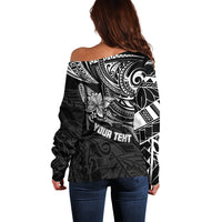 Personalised Father's Day Polynesian Off Shoulder Sweater Best Dad Ever - Black - Wonder Print Shop