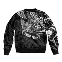 Personalised Father's Day Polynesian Sleeve Zip Bomber Jacket Best Dad Ever - Black - Wonder Print Shop