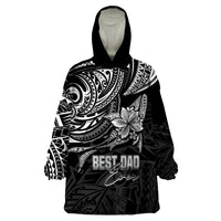 Personalised Father's Day Polynesian Wearable Blanket Hoodie Best Dad Ever - Black - Wonder Print Shop