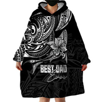 Personalised Father's Day Polynesian Wearable Blanket Hoodie Best Dad Ever - Black - Wonder Print Shop