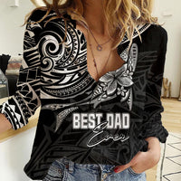 Personalised Father's Day Polynesian Women Casual Shirt Best Dad Ever - Black - Wonder Print Shop