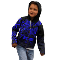 Personalised Father's Day Polynesian Kid Hoodie Best Dad Ever - Blue - Wonder Print Shop