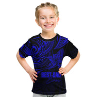 Personalised Father's Day Polynesian Kid T Shirt Best Dad Ever - Blue - Wonder Print Shop