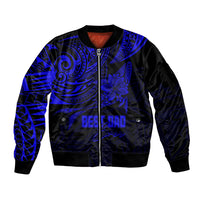 Personalised Father's Day Polynesian Sleeve Zip Bomber Jacket Best Dad Ever - Blue - Wonder Print Shop