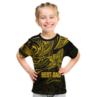 Personalised Father's Day Polynesian Kid T Shirt Best Dad Ever - Gold - Wonder Print Shop