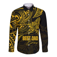 Personalised Father's Day Polynesian Long Sleeve Button Shirt Best Dad Ever - Gold - Wonder Print Shop