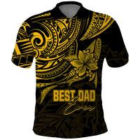 Custom Fathers Day Polynesian Polo Shirt Best Dad Ever Gold - Wonder Print Shop