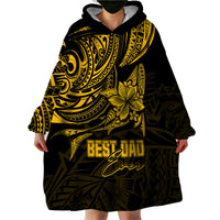 Personalised Father's Day Polynesian Wearable Blanket Hoodie Best Dad Ever - Gold - Wonder Print Shop