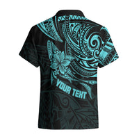 Personalised Father's Day Polynesian Hawaiian Shirt Best Dad Ever - Turquoise - Wonder Print Shop