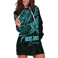 Personalised Father's Day Polynesian Hoodie Dress Best Dad Ever - Turquoise - Wonder Print Shop