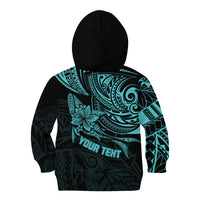 Personalised Father's Day Polynesian Kid Hoodie Best Dad Ever - Turquoise - Wonder Print Shop
