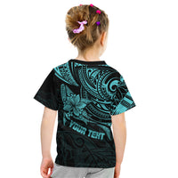Personalised Father's Day Polynesian Kid T Shirt Best Dad Ever - Turquoise - Wonder Print Shop