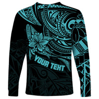 Personalised Father's Day Polynesian Long Sleeve Shirt Best Dad Ever - Turquoise - Wonder Print Shop