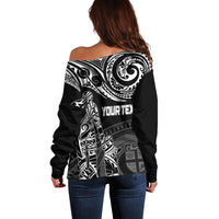 Personalised Father's Day Fiji Off Shoulder Sweater Polynesian Dad & Kid - Wonder Print Shop