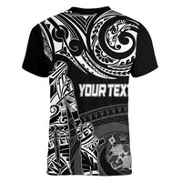 Personalised Father's Day Tonga Women V Neck T Shirt Polynesian Dad & Kid - Wonder Print Shop