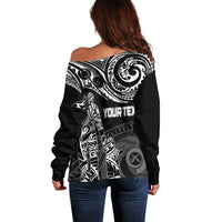 Personalised Father's Day Vanuatu Off Shoulder Sweater Polynesian Dad & Kid - Wonder Print Shop