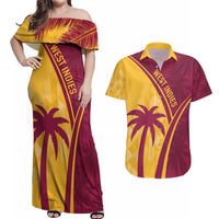 West Indies Cricket World Cup 2024 Couples Matching Off Shoulder Maxi Dress and Hawaiian Shirt Tropical Style LT7 - Wonder Print Shop