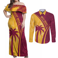 West Indies Cricket World Cup 2024 Couples Matching Off Shoulder Maxi Dress and Long Sleeve Button Shirt Tropical Style LT7 - Wonder Print Shop