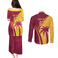 West Indies Cricket World Cup 2024 Couples Matching Puletasi and Long Sleeve Button Shirt Tropical Style LT7 - Wonder Print Shop