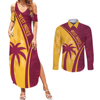 West Indies Cricket World Cup 2024 Couples Matching Summer Maxi Dress and Long Sleeve Button Shirt Tropical Style LT7 - Wonder Print Shop