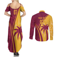 West Indies Cricket World Cup 2024 Couples Matching Summer Maxi Dress and Long Sleeve Button Shirt Tropical Style LT7 - Wonder Print Shop