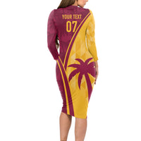 West Indies Cricket World Cup 2024 Long Sleeve Bodycon Dress Tropical Style - Wonder Print Shop